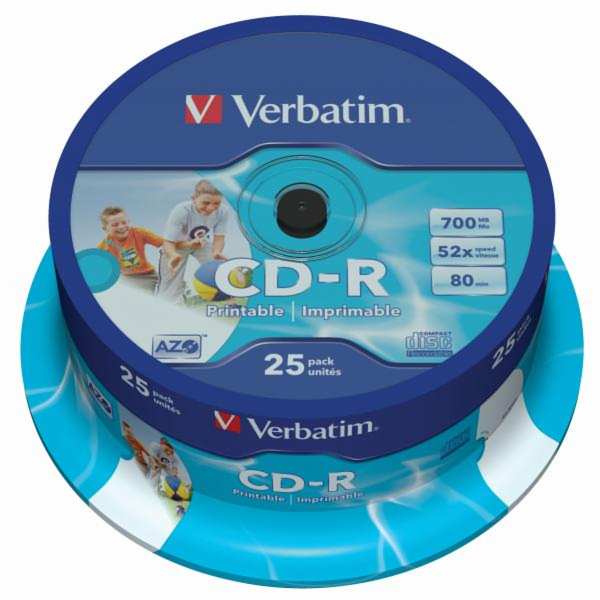 VERBATIM CD-R(25-Pack)Spindle/Printable/52x/700MB