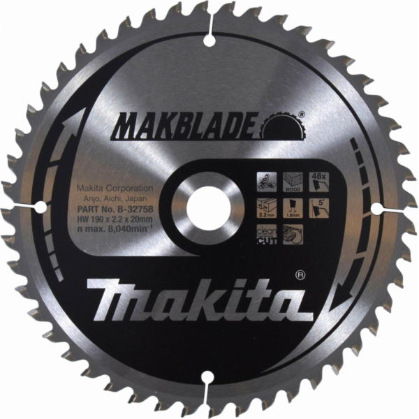 Makita KRUHOVÁ PILA 190x30x48z MAKBLADE WOOD
