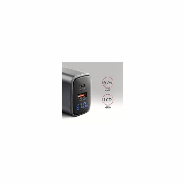 AXAGON ACU-PQ67D GaN nabíječka do sítě 67W, USB-A + USB-C...