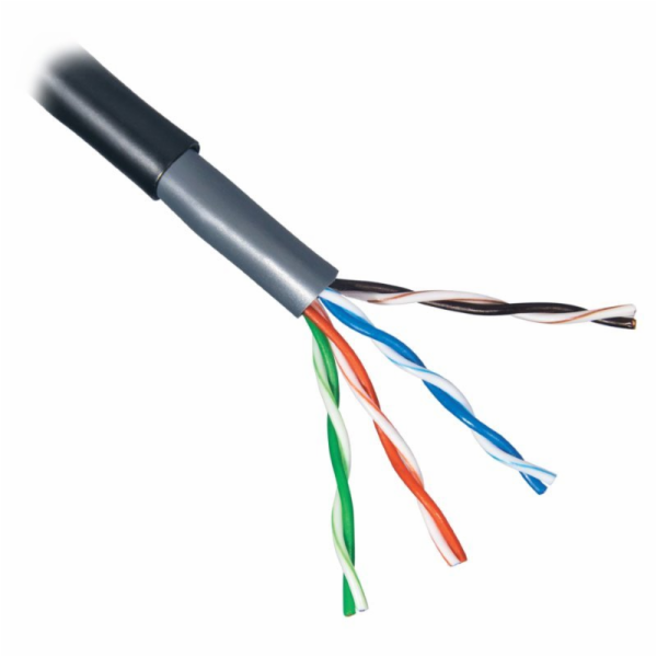 PLANET kabel UTP, drát, 4pár, Cat5e, PE+PVC venkovní dvou...