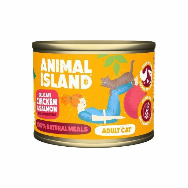 ANIMAL ISLAND Kuře s lososem - vlhké krmivo pro kočky - 2...