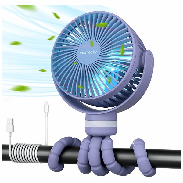 Momcozy PŘENOSNÝ VENTILÁTOR DO KOČÁRKU FIALOVÝ