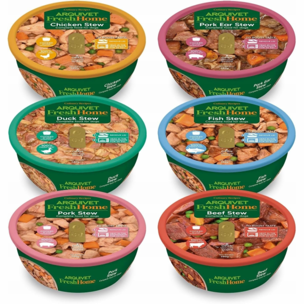 ARQUIVET Fresh Home Mix stews - vlhké krmivo pro psy - 6x...