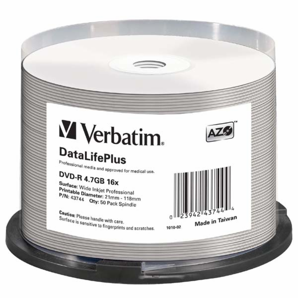 VERBATIM DVD-R (16xProfes. Print, 4,7GB), 50 cake