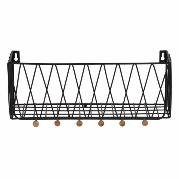 Police Domoletti, černá/dřevo, 35,5 x 16,5 cm x 12 cm