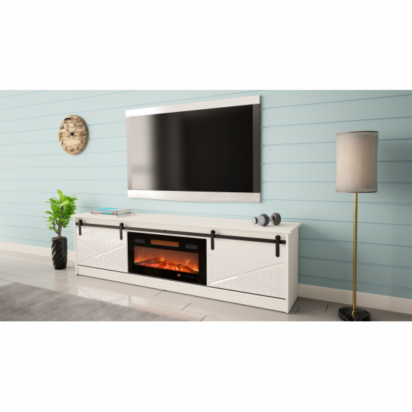 RTV GRALERO + krbová skříň 200x56,7x35 bílá/bílý lesk