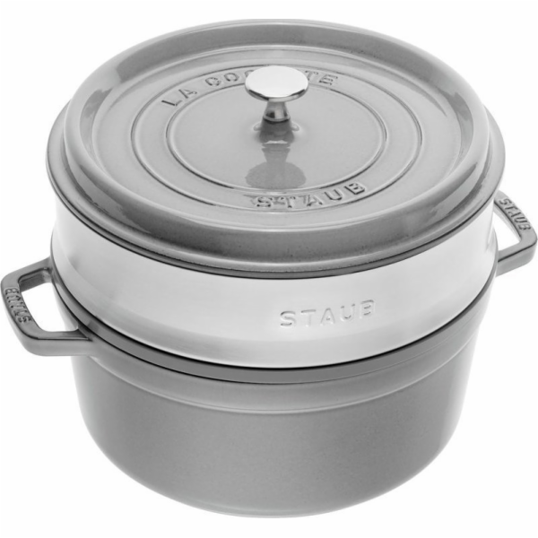 Staub&nbsp;La&nbsp;Cocotte&nbsp;24cm&nbsp;rund,&nbsp;mit&nbsp;Dämpfeinsatz,&nbsp;graphitgrau