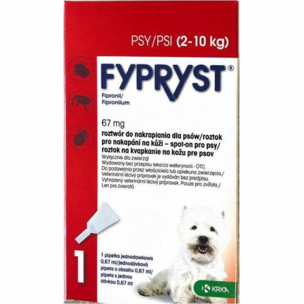 FYPRYST 67mg S (2-10kg) - kapky proti blechám a klíšťatům...