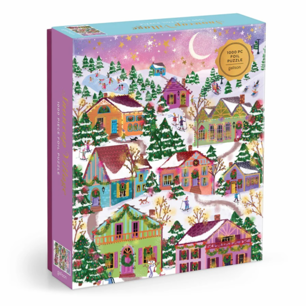 Galison Fóliové puzzle Joy Laforme Zasněžená vesnice 1000...