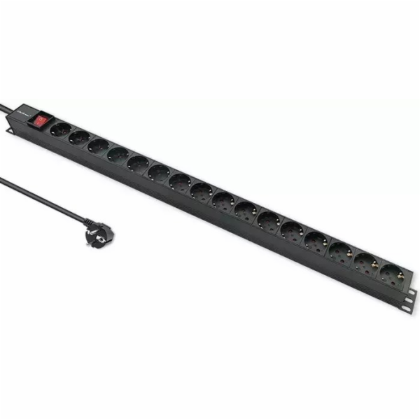 Qoltec PDU napájecí lišta pro RACK | 16A | 16xSCHUKO | Ve...
