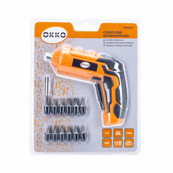 Okko KWSD08-4T, 4 V, 1,5 mAh Aku šroubovák
