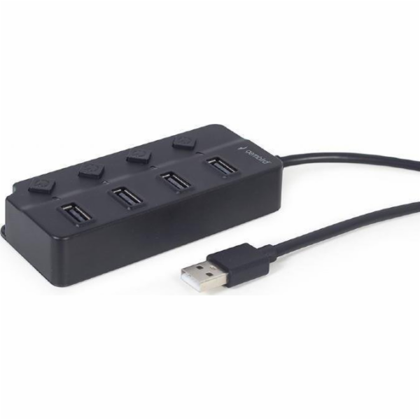 Gembird 4portový USB 2.0 hub s přepínači, černý