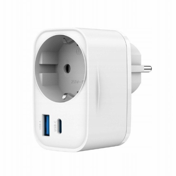 Gembird 2portová USB rychlonabíječka se zásuvkou, 20W, bílá