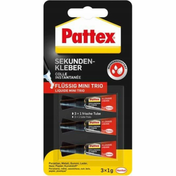 Pattex tekuté lepidlo Super Glue Liquid Mini-Trio bezbarv...