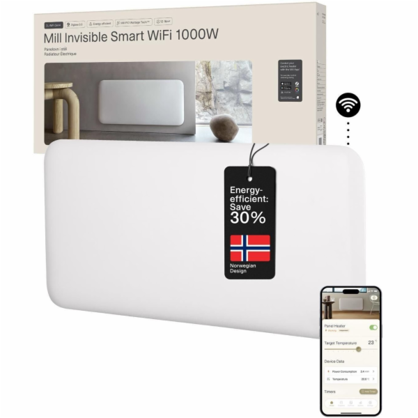 Mill Neviditelný chytrý WiFi ohřívač | PA1000WIFI4 | Pane...