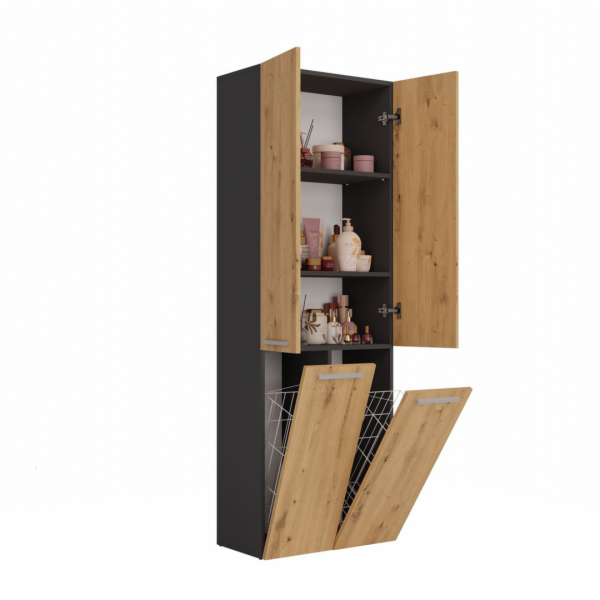 Topeshop NEL 2K DD ANT/ART KP koupelnový doplněk Grafit, Dub