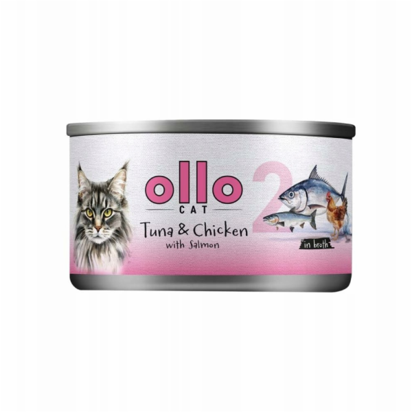 OLLO Cat nr 2 Tuna & Chicken with salmon in broth - mokré...