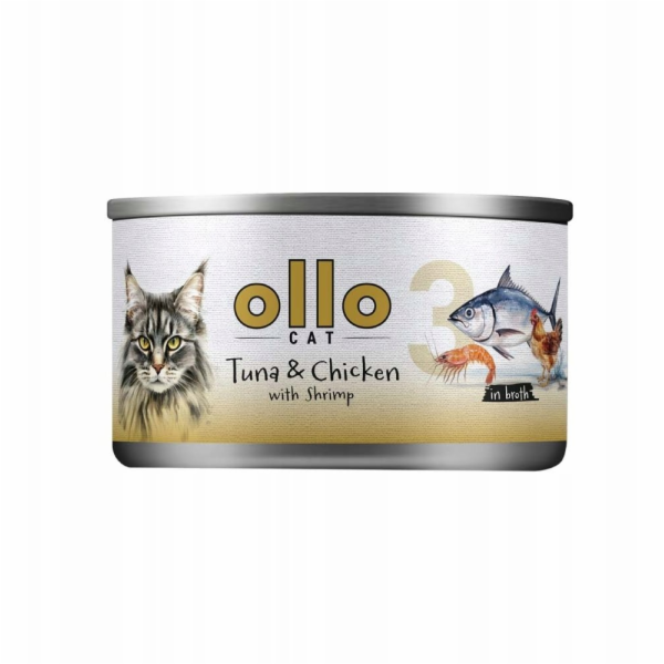 OLLO Cat nr 3 Tuna & Chicken with shrimp in broth - mokré...
