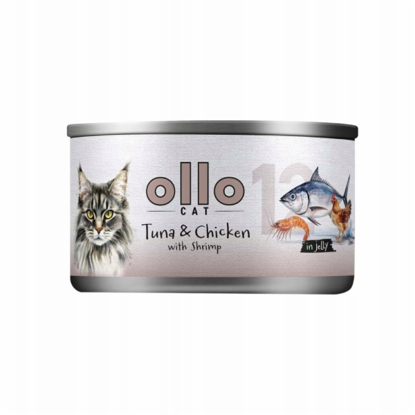OLLO Cat nr 12 Tuna & Chicken with shrimp in jelly - mokr...