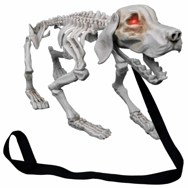 Halloween štěkající kostra psa, 32 cm