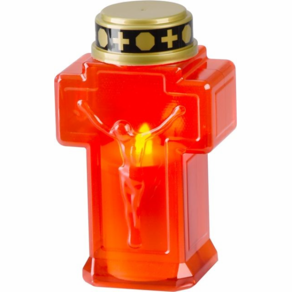 Svíčka MagicHome, kříž, LED, na hrob, červená, 2xAA, 15,3...