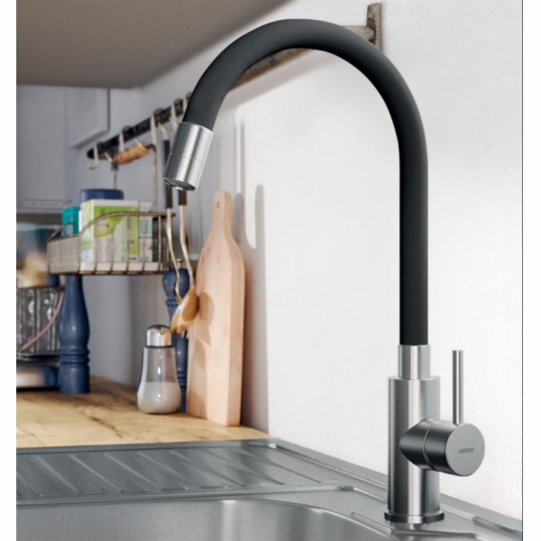 Kuchyňská baterie Ferro Zorba Inox BZR4BSS, černá