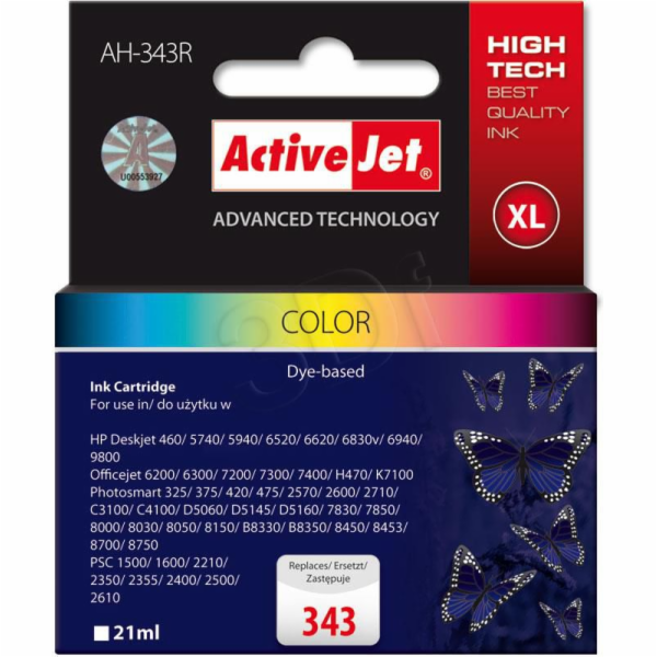 Activejet Inkoust AH-343R (náhradní inkoust HP 343 C8766E...
