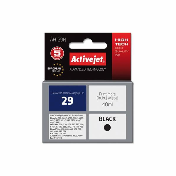 ActiveJet inkoust HP 51629 Bk no29 ref., 40 ml     AH-29R