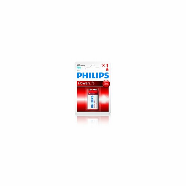 Philips baterie 9V PowerLife, alkalická - 1ks