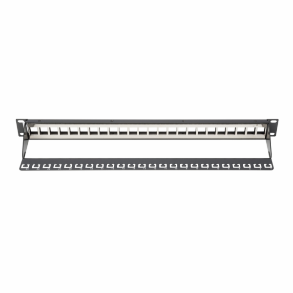 Digitus Neosazený Patch Panel, 24 port, stíněný, 1U, černý