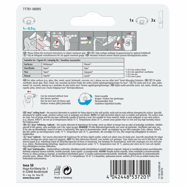 Háček na šaty Tesa tesa 77781, bílý