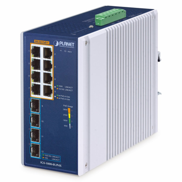 Planet IGS-1000-8UP4X průmyslový L2 switch, 8x1Gb, 4x10Gb...
