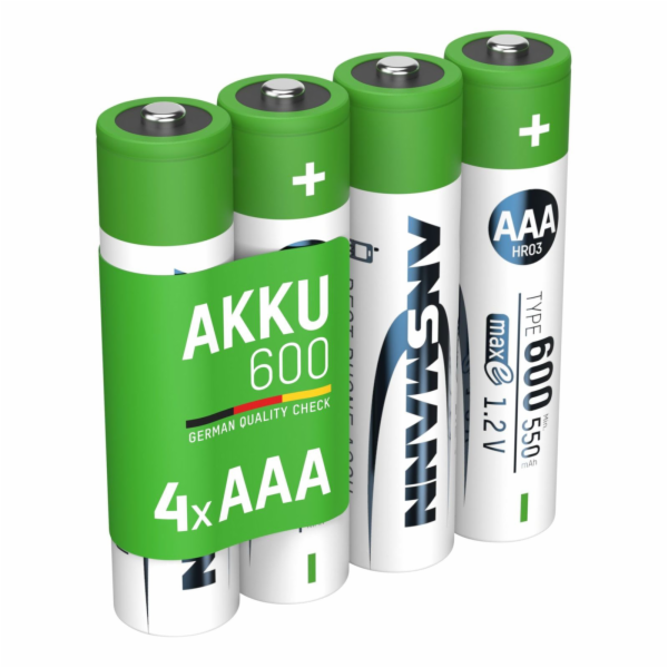 1x4 Ansmann NiMH Akku Micro AAA Typ 600 min.550 mAh    13...