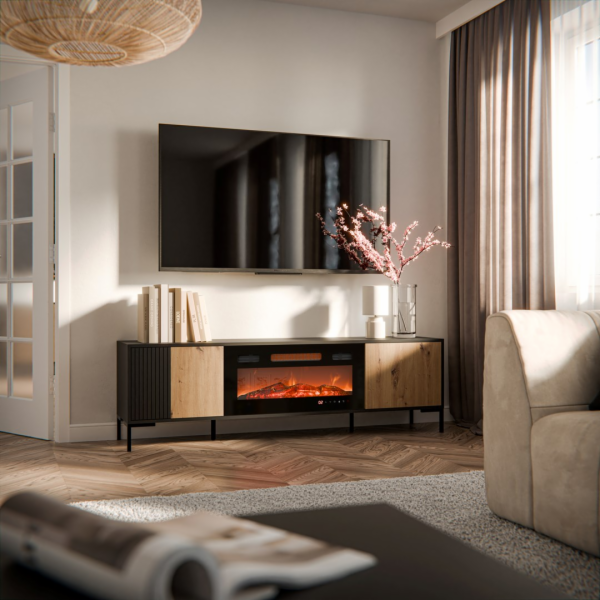 Cama RTV skříň MERCI 180 x 40 x 53,5 cm černá/dub artisan...