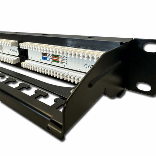 DATACOM Patch panel 19" UTP 24 port CAT5E DUAL 1U BK (4x6...