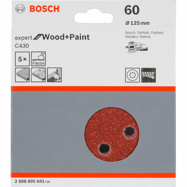 Bosch brusny list C 430 D125MM drevo zrnitost 60 5 ks