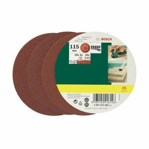 Sada brusných listů Bosch excentrická, O 125 mm, K80