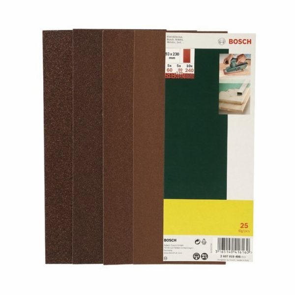 Sada brusných listů Bosch pro vibrační brusky, 25 kusů