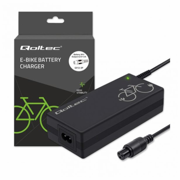 Qoltec Nabíječka pro elektrokola 36V | 42V | 2A | GX12-3P...