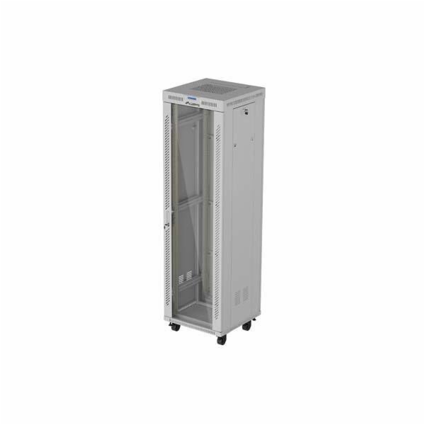 Lanberg 19" 42U 600x600 šedá stojící racková skříň se skl...
