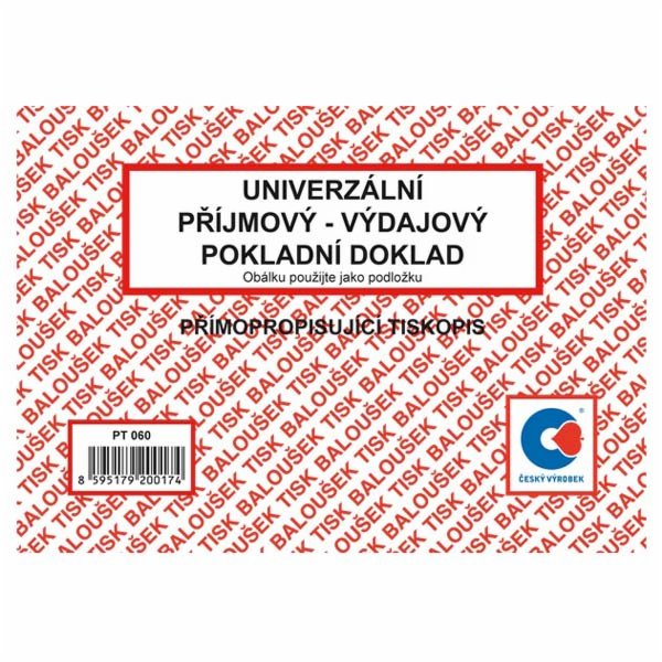 Příjmový - výdajový pokladní doklad A6  