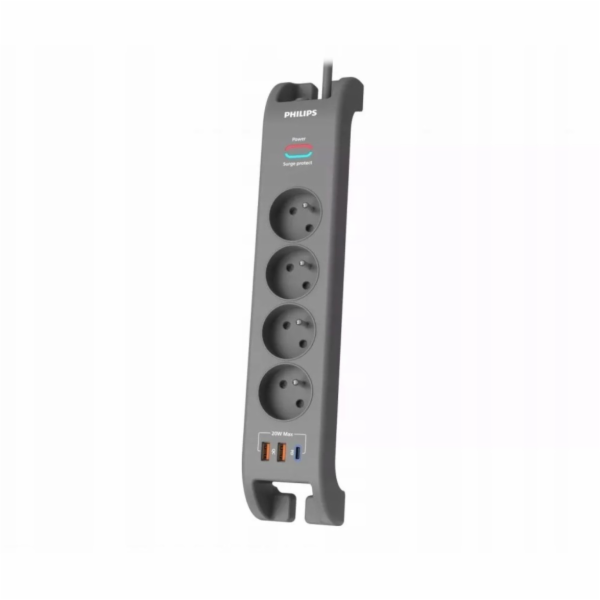 Philips Přepěťová ochrana 2m, 4 zásuvky, 1xUSB-C, 2xUSB-A...