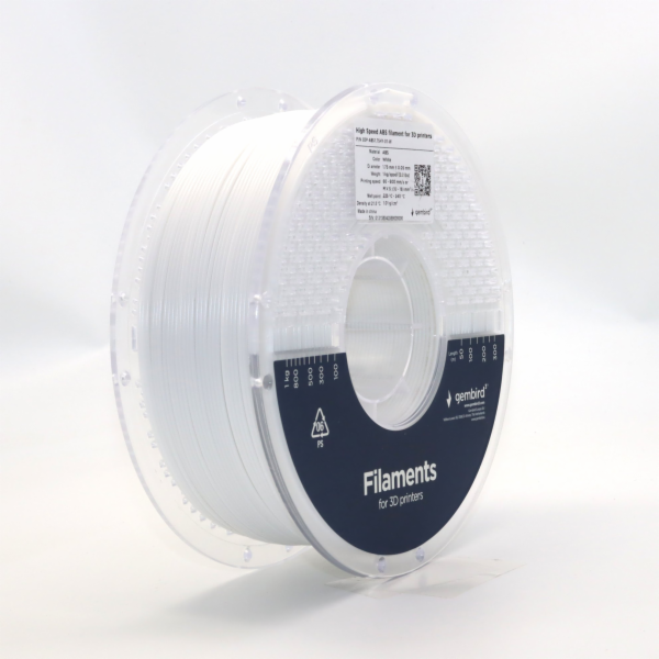 Gembird ABS vysokorychlostní filament, 1,75 mm, 1 kg, bílý