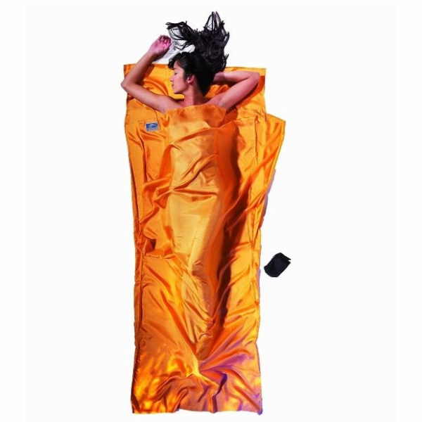 Vložka do spacího pytle Cocoon TravelSheet Silk, žlutá ba...