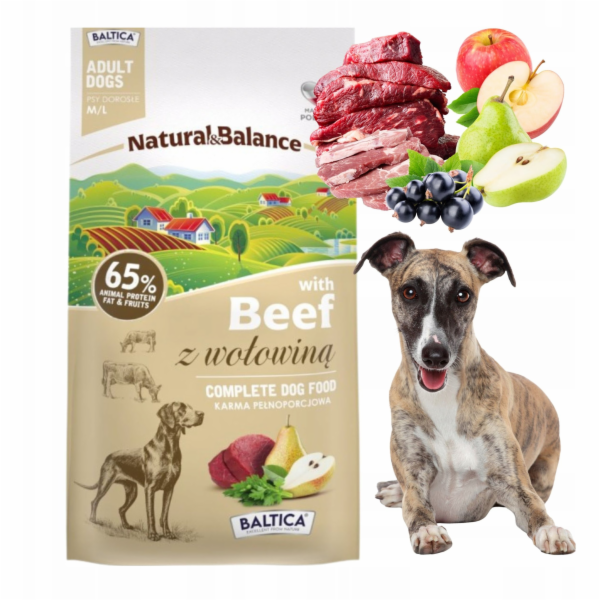 BALTICA Natural & Balance Beef M/L – suché krmivo pro psa...