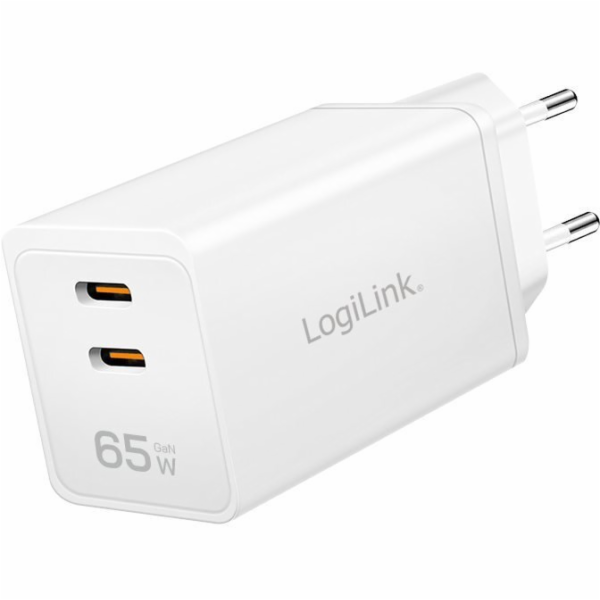 LogiLink Nabíječka do zásuvky 2x USB-C, 65W, bílá
