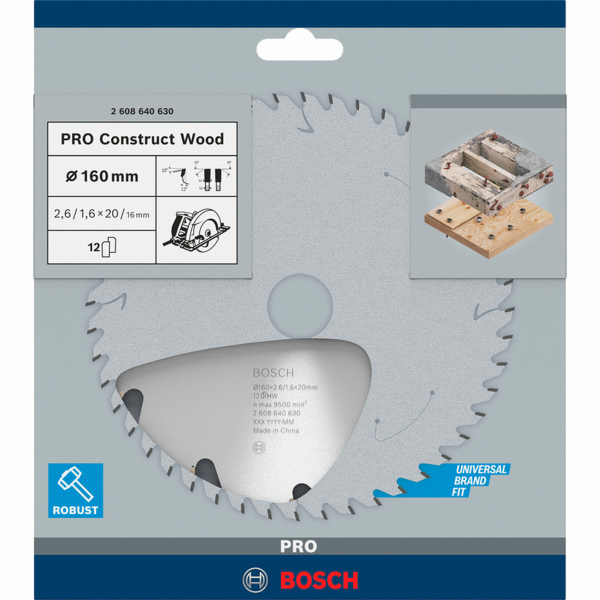 Pilový kotouč Bosch Construct Wood, O 160mm, 12T
