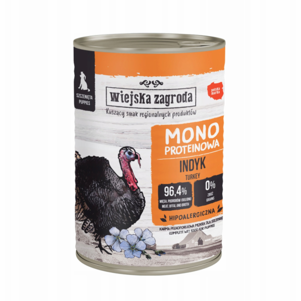 WIEJSKA ZAGRODA Puppy Monoprotein Turkey - vlhké krmivo p...