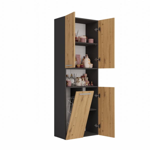 Topeshop NEL 1K DK ANT/ART KP koupelnový doplněk Grafit, Dub