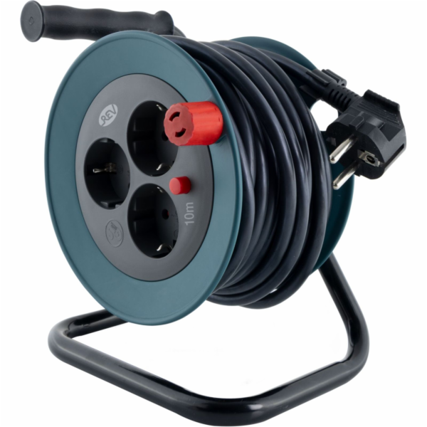 REV Kabeltrommel Mini 3-fach 10m petrol/schwarz        00...